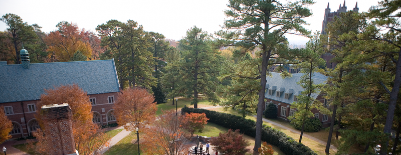 Arial view of the University of Richmond campus