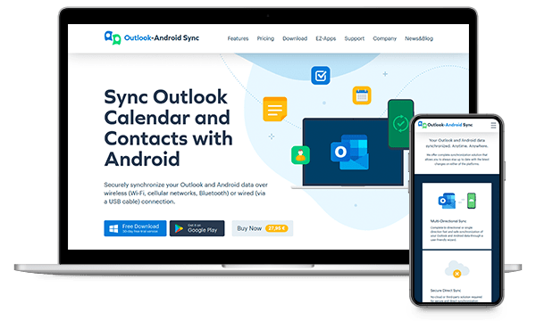 Screenshot of Outlook-Android Sync website