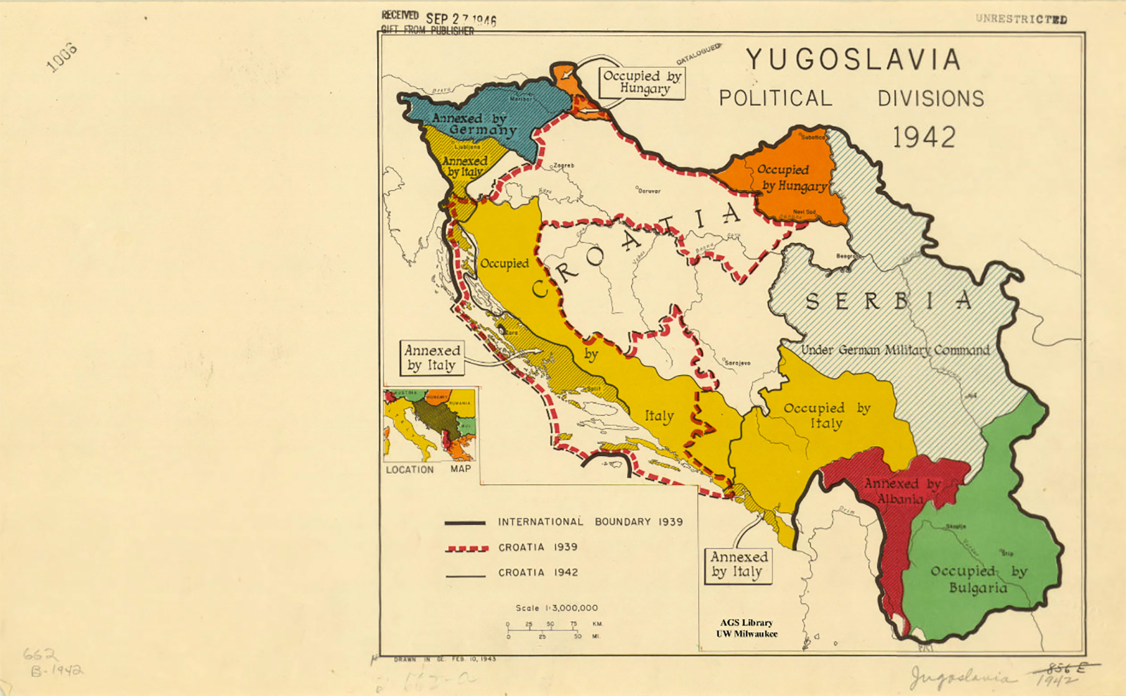 map of Yugoslavia, 1942