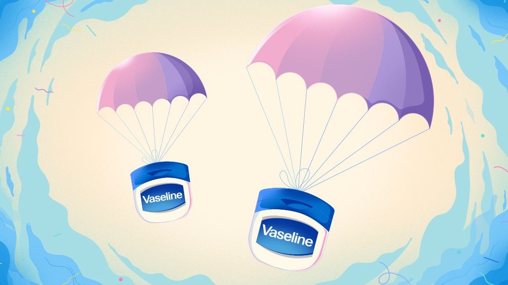Vaseline tubs on a parachute