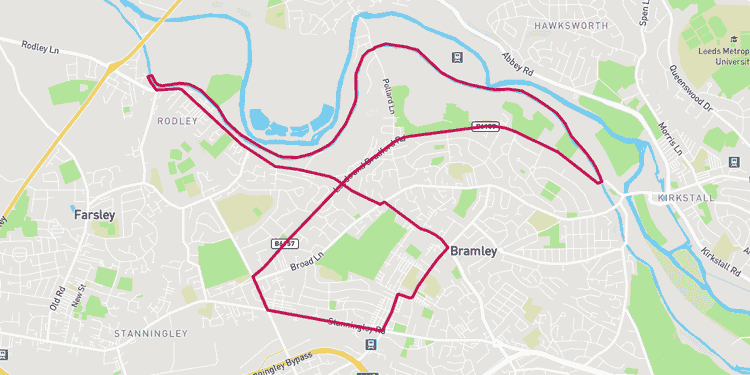 Bramley, Rodley and Kirkstall Loop - Leeds Run Routes