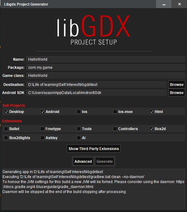 libgdx Project Setup