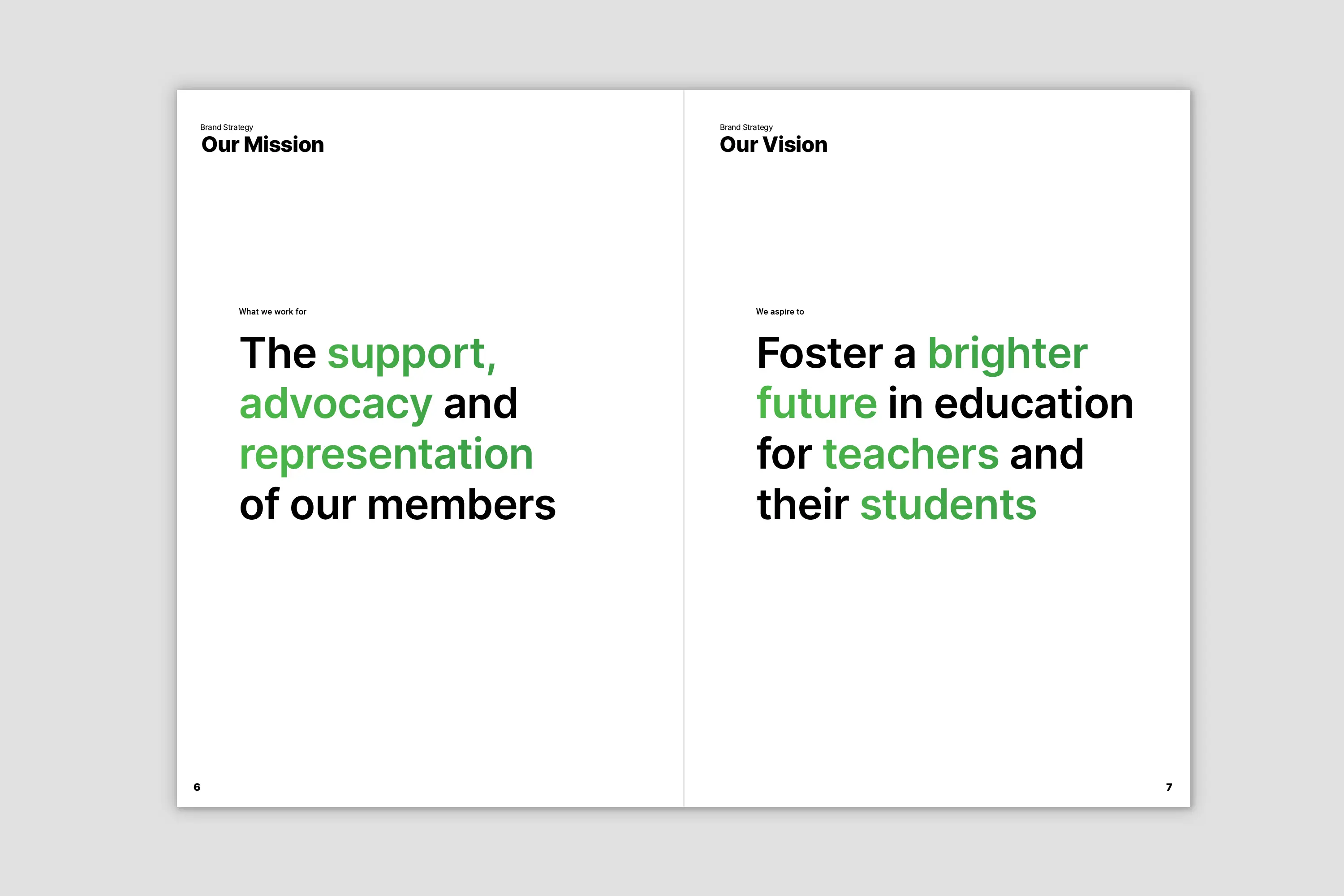 Independent Schools Tasmania brand guidelines - mission and vision spread