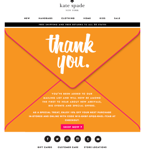 Kate spade thank you email