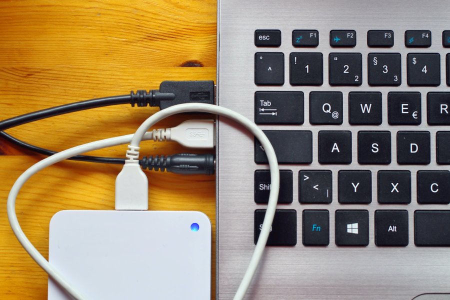 USB drive connected to a laptop