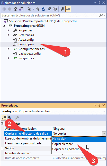 Copiar archivo de configuración al build