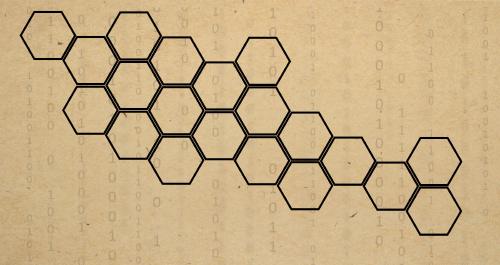 Thumbnail Hexagons over a background of binary digits.