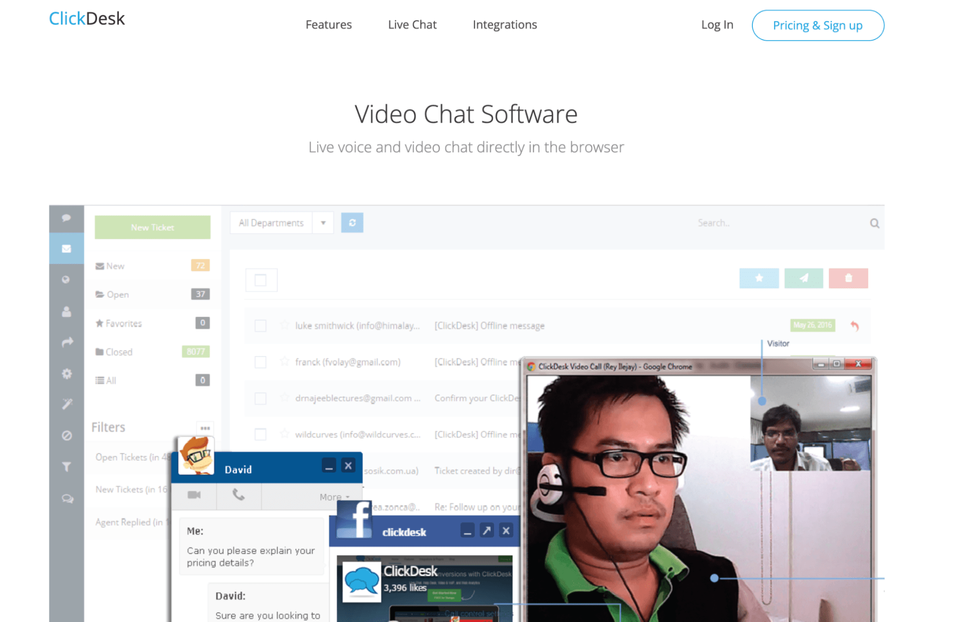 Intercom Alternatives: Screenshot of ClickDesk homepage