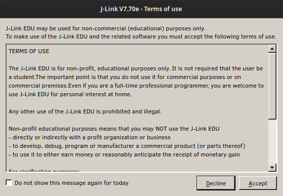 EDU edition probes have a non-commercial use prompt
