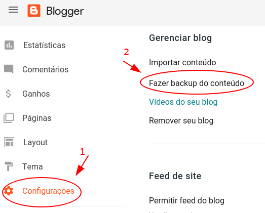 Backup conteúdo do Blogger