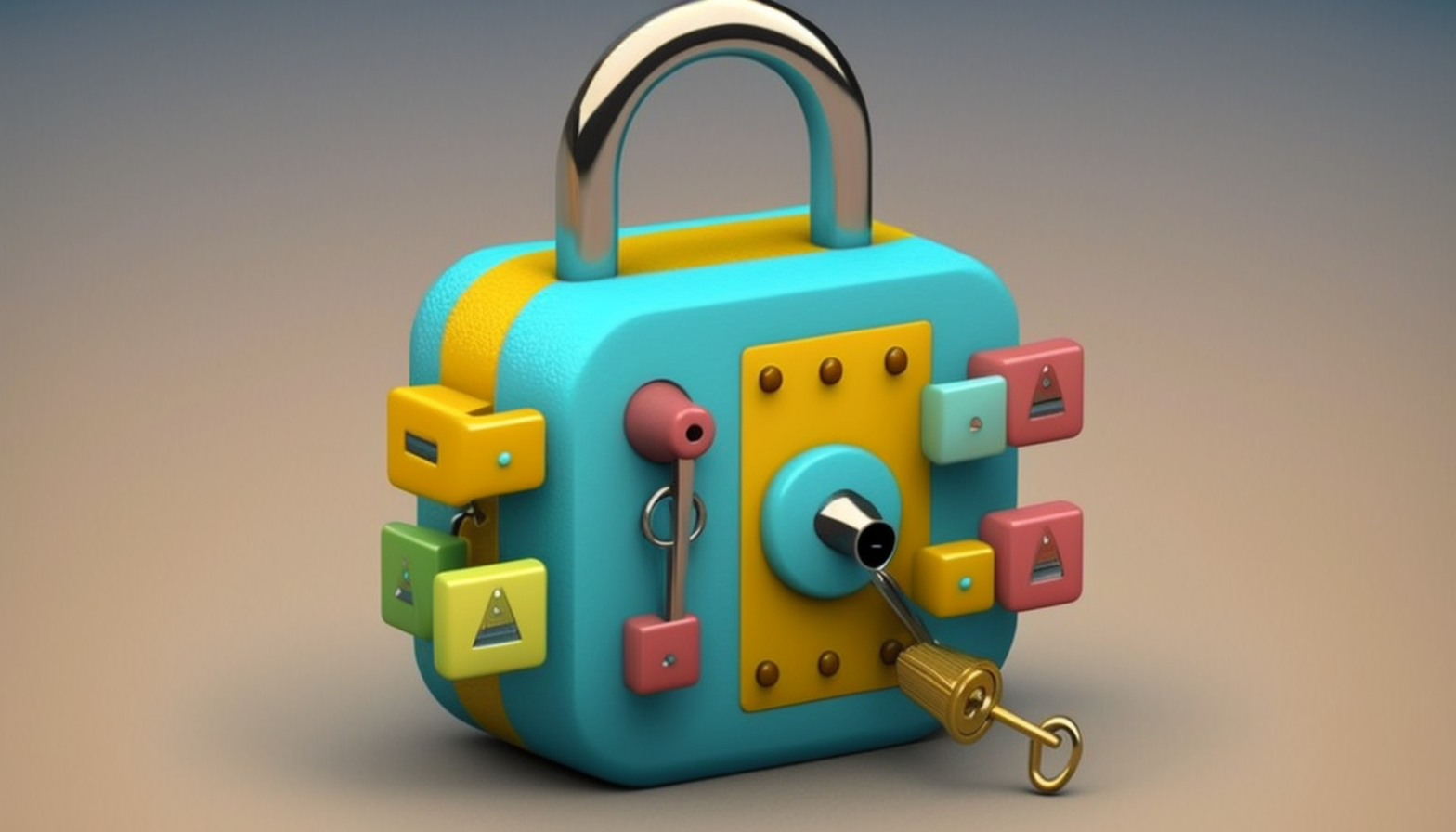 A cartoon padlock holding a set of keys, representing password management and security