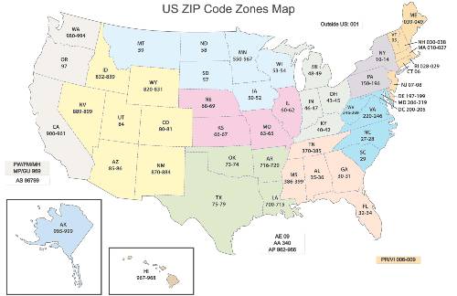 US ZIP Code Map Regions