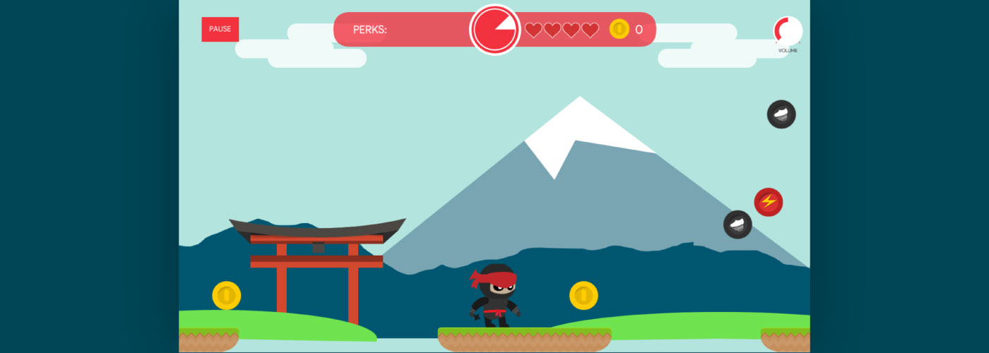 in game screen of rookie ninja platformer game