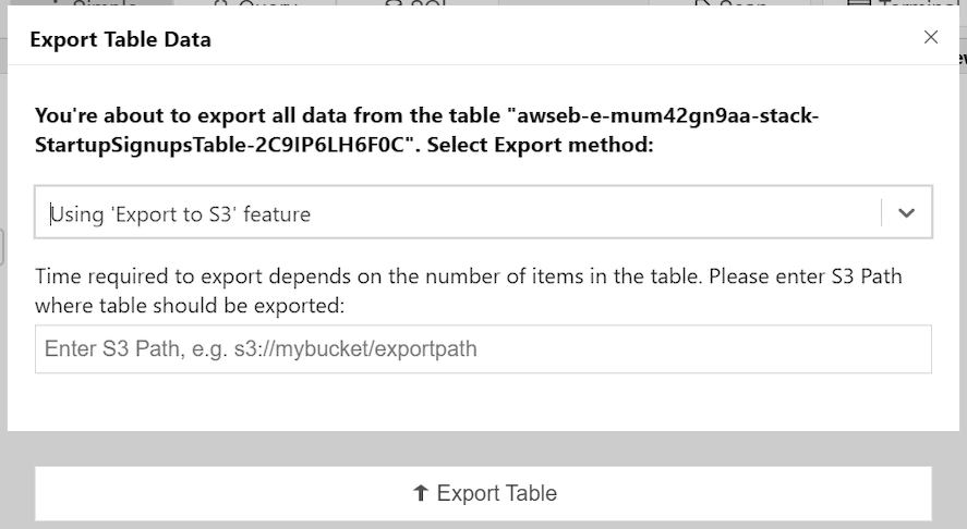 DynamoDB Export To S3