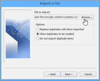 how to import contacts into outlook mail