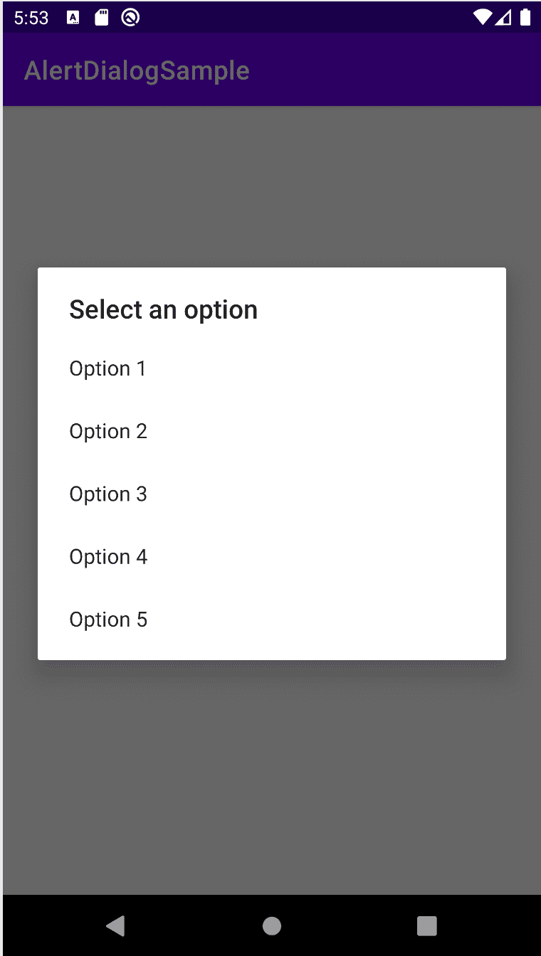 Android simple dialog with list