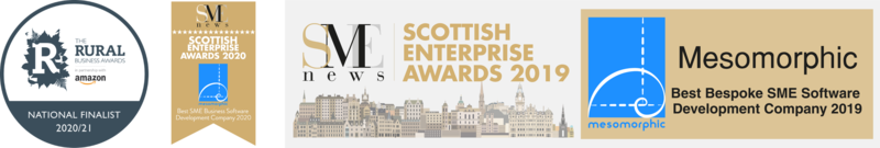 Amazon Business Award Finalist 2020/2021, SME News 2020 and SME News 2019 award logos