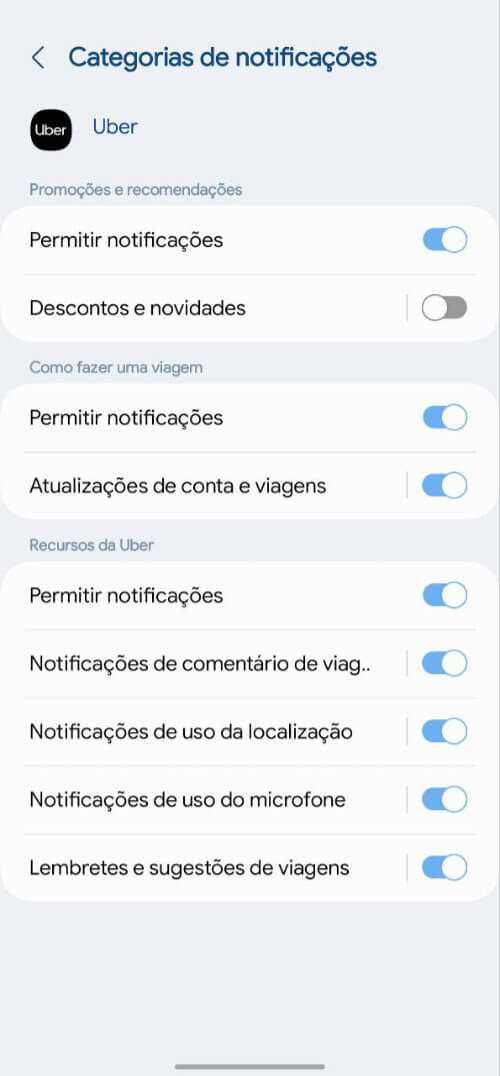 Desativar apenas certos tipos de notificações de algum aplicativo utilizando as categorias de notificações