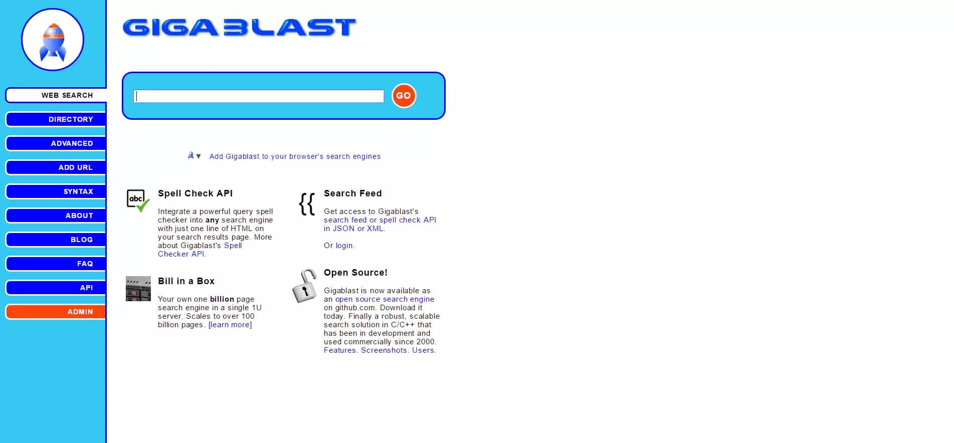Screenshot for Gigablast - Search Engine