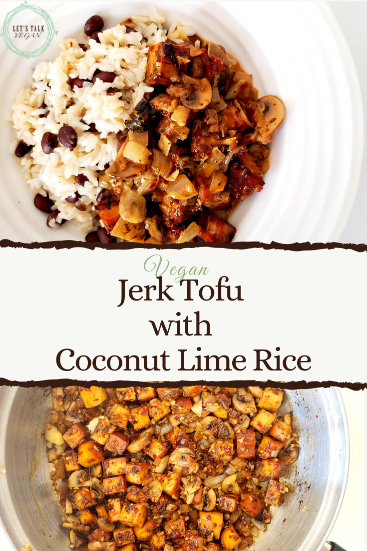 Jerk tofu over coconut rice