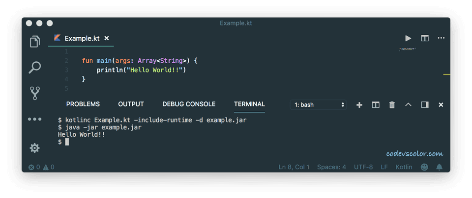 Kotlin run a program using command line