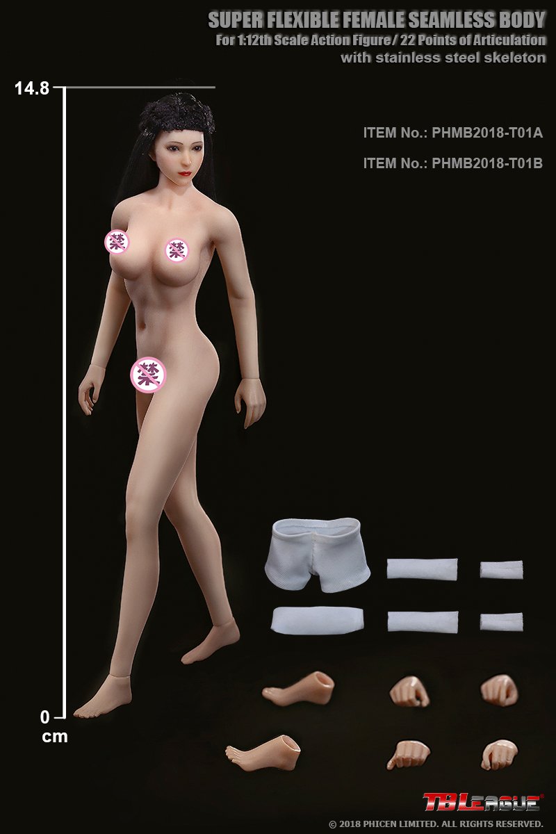 TBLeague T01B 1:12 Scale Figure Female Seamless Medium Bust Body (Suntan Skin Tone)