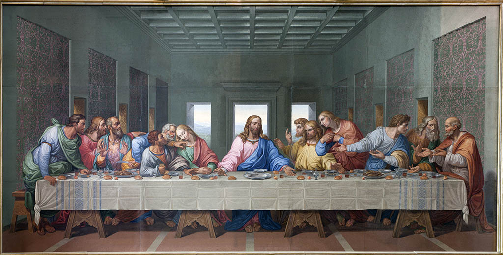 Mosaic of Last supper of Jesus by Giacomo Raffaelli
