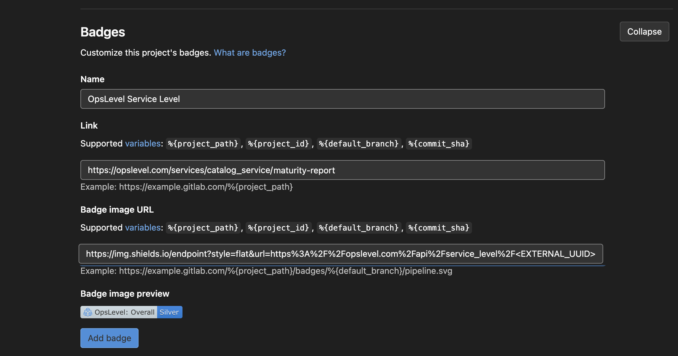 Add a Badge In GitLab