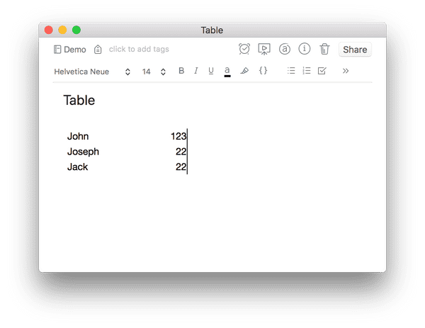 paste excel to Evernote