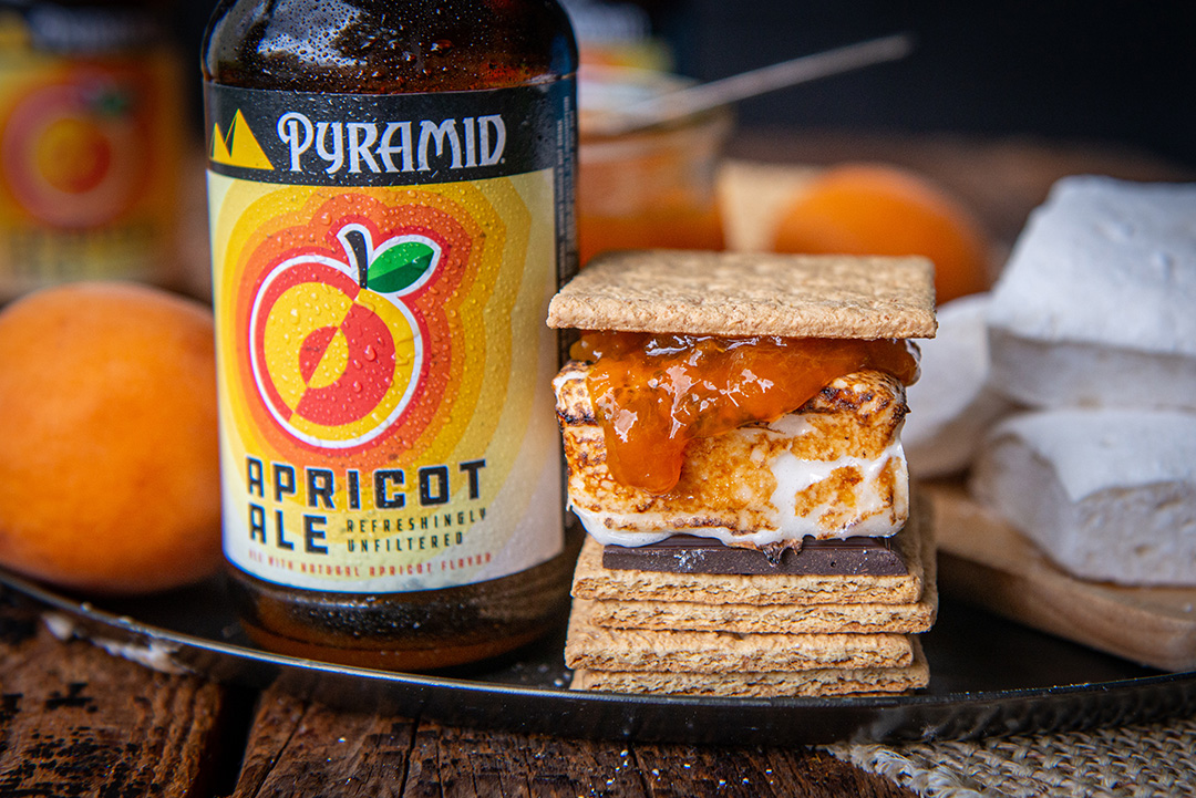Apricot Ale S’more next to a bottle of Apricot Ale