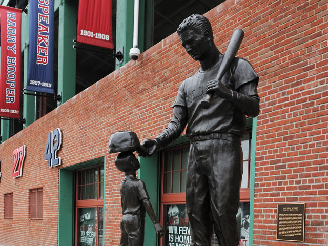 The Ted Williams statue outside of Fenway Park