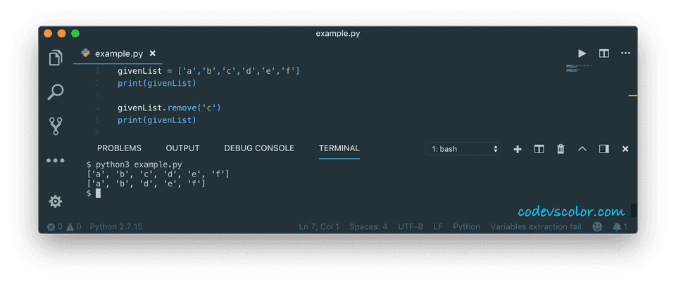 How to remove an item from a list in python - CodeVsColor