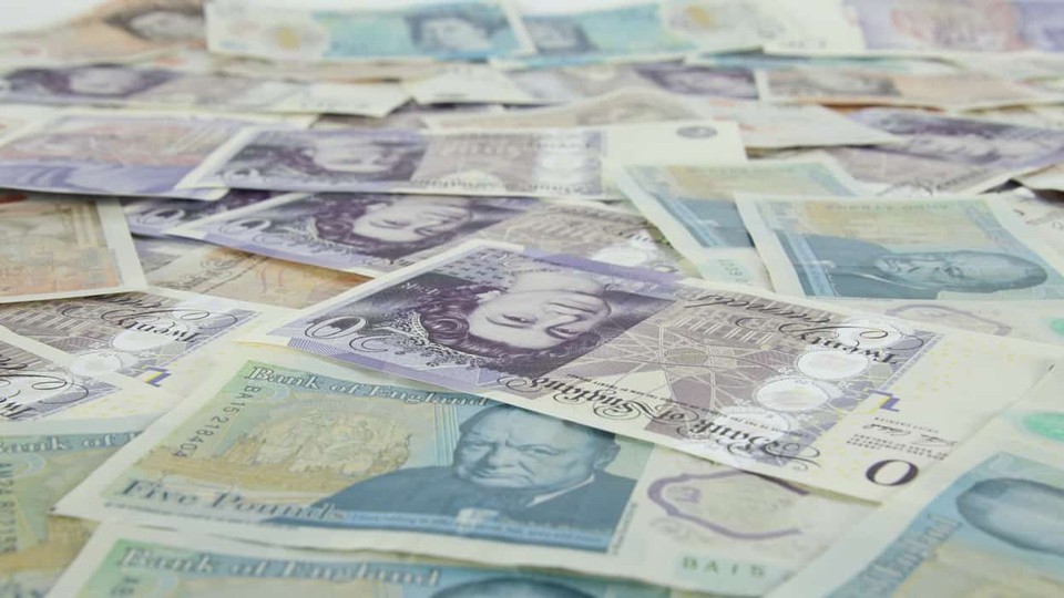 UK bank notes spread out