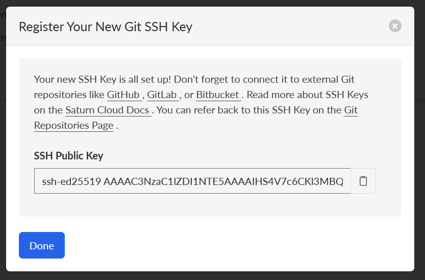 Git SSH key UI