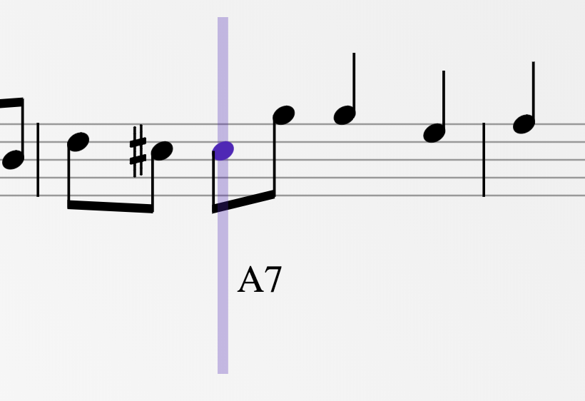 Zoomed in screenshot of Tapcompose at a single bar with a single note selected.
