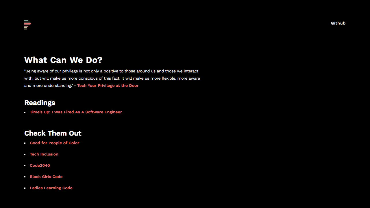 The end screen of privileged.tech