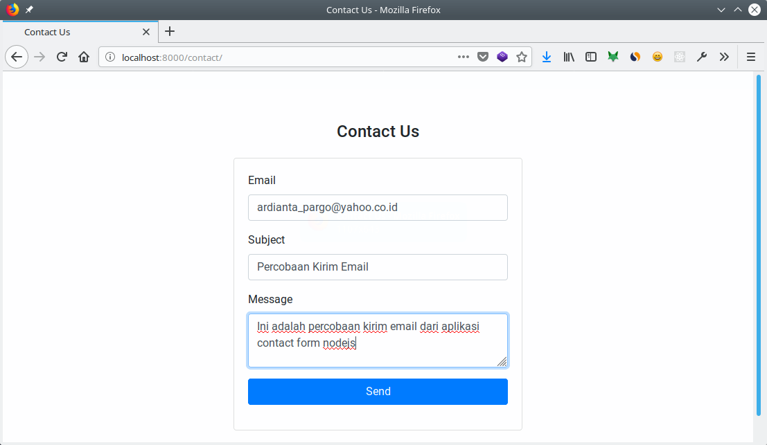 Send an email with contact form nodejs