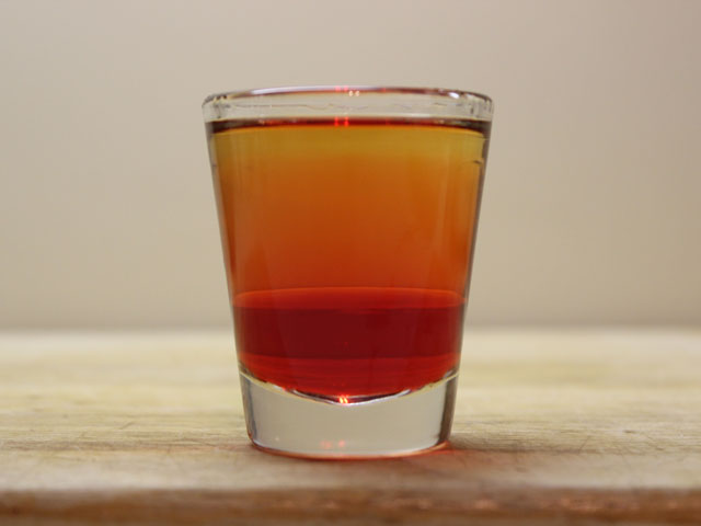 A poured and finished Chuck Norris shot
