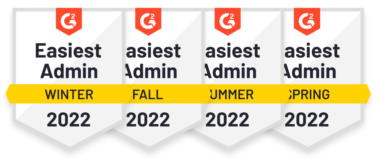 G2 Easiest admin in winter, fall, summer, and spring 2022
