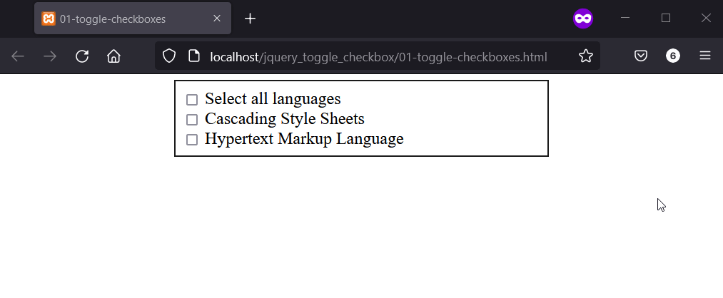 Select all checkboxes using the prop() method in jQuery