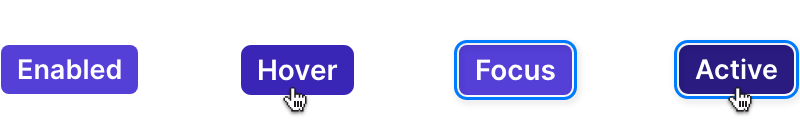 Examples of a button styles when enabled, hovered, focused and active