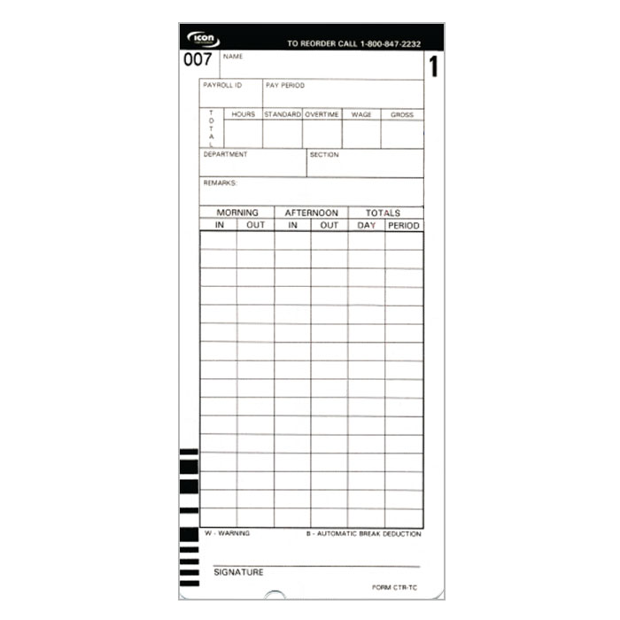 CT-900 Time Cards - Pack of 1000