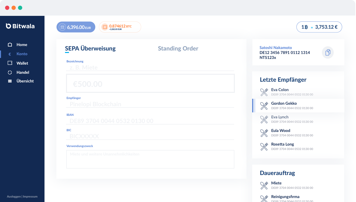 Ein Bankkonto mit Krypto integriert Ein Bankkonto mit Krypto integriert
