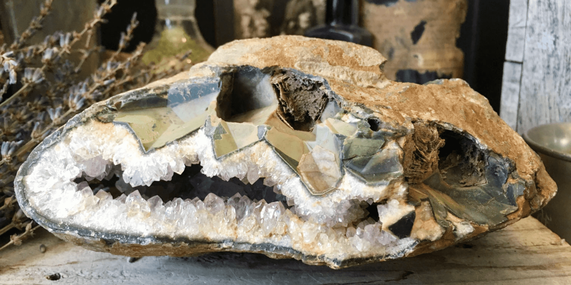 Raw Banded Agate Amethyst Geode