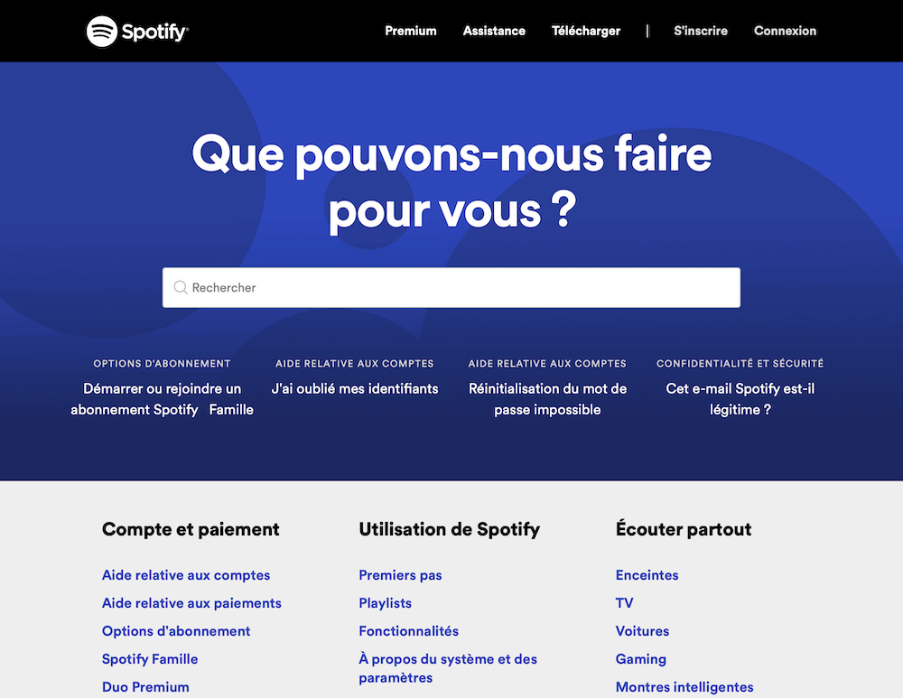 homepage de spotify