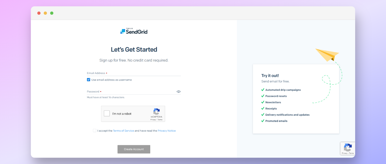 Signup with Sendgrid by filling the correct details