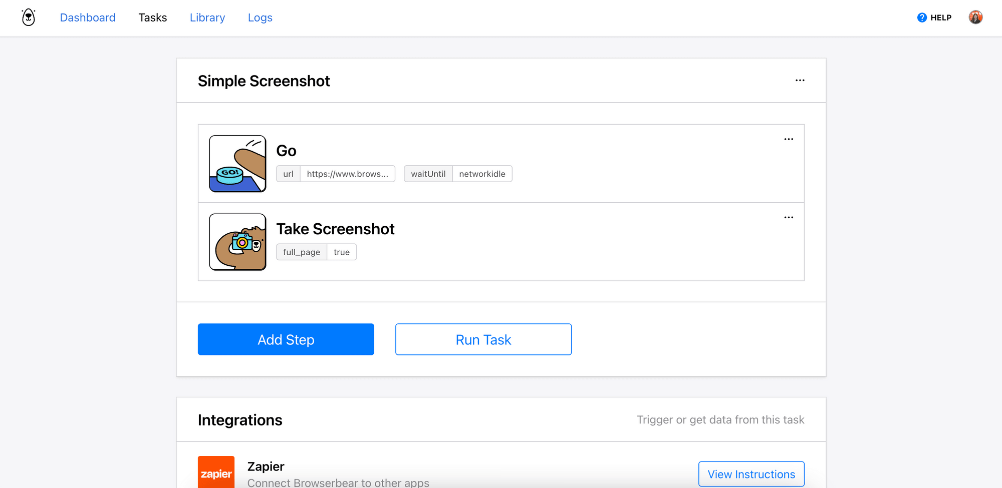Browserbear task - Simple Screenshot