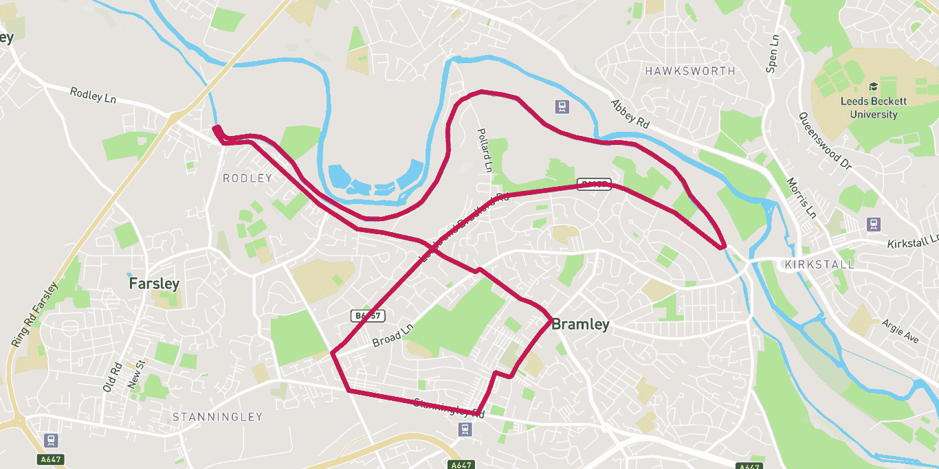 Bramley, Rodley and Kirkstall Loop - Leeds Run Routes