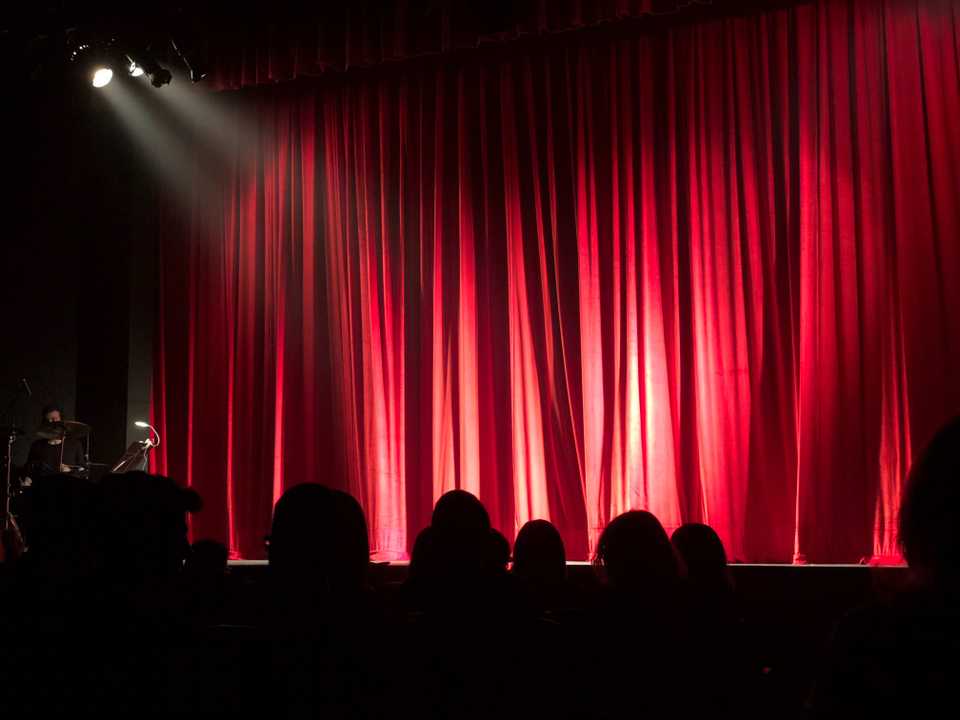 Image of an empty stage with focus lights