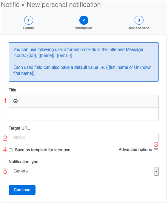 Personal notification title and link alt Personal notification title and link